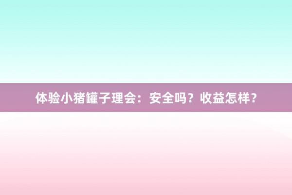体验小猪罐子理会：安全吗？收益怎样？